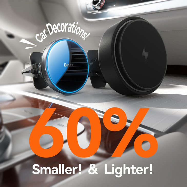 Beser for MagSafe Car Charger Mount, 15W Magnetic Wireless Qi Charger & Phone Holder, Dashboard/Vent Mount for iPhone 16/15/14/13/12 Mini Pro Max, Al