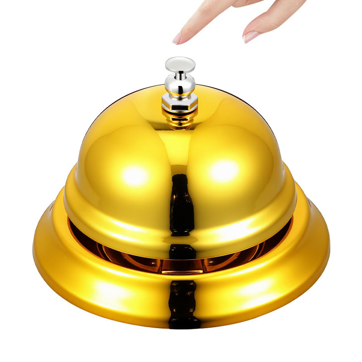Ciieeo Desk Bell Gold Call Bell Service Bell Ring Bell with Metal Construction 3.35 Inch Call Bells for Christmas Hotels Restaurants Dinner Games Rec