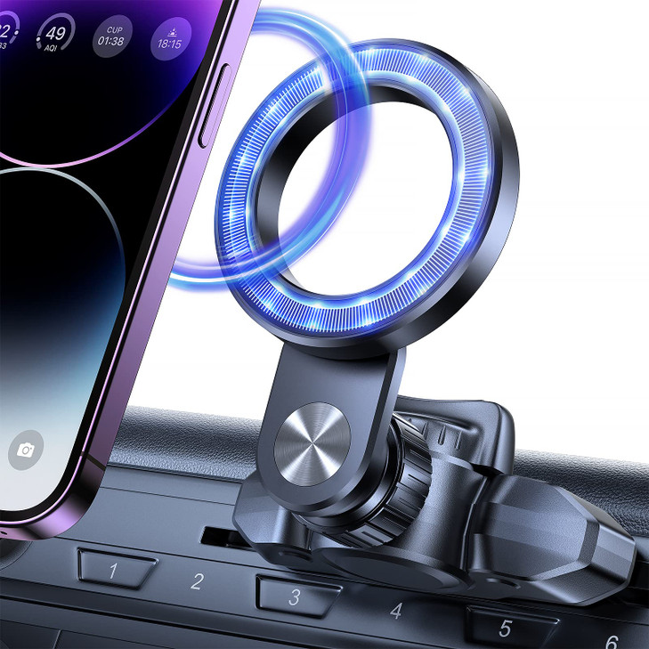 OQTIQ for MagSafe CD Phone Mount[Hollow Ring Design] Magnetic Phone Holder for Car CD Phone Holder Mount for iPhone 16 15 14 13 Pro Max Mini Plus Mag