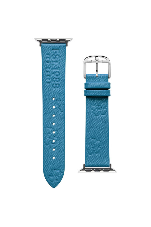Ted Baker Light Blue Saffiano Leather Strap Logo & Magnolias for Apple Watch® (Model: BKS38S210B0)