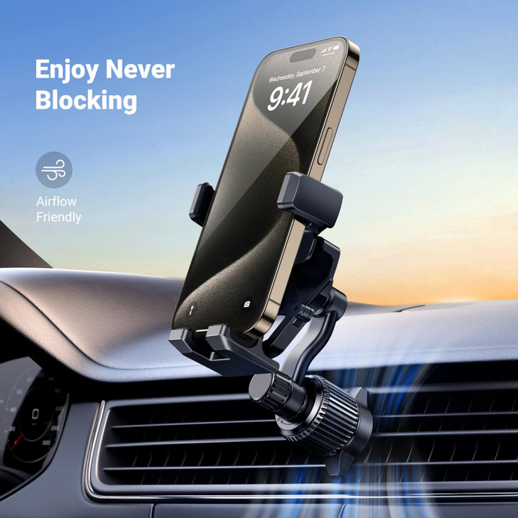 UGREEN Car Phone Holder Vent Phone Mount, Never Blocking Air Vent Clip Cellphone Holder Compatible with iPhone 17 16 15 14 13 12 Pro Max Mini Plus, i
