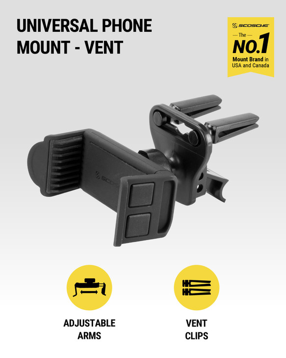 Scosche HVM2 Vent Phone Mount for Car, 360° Adjustable Cellphone Stand, Hands-Free Cell Phone Holder for Car Air Vent Compatible with iPhone 16/15/14