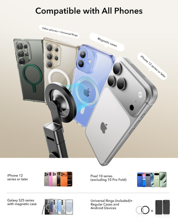 ESR for MagSafe Airplane Phone Holder, Airplane Travel Essentials, Portable Travel Phone Holder, Magnetic Plane Phone Mount with Metal Ring for iPhon