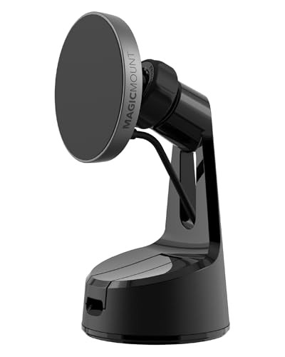 Scosche MagicMount Charge Pro Qi2 Fast Wireless Charging MagSafe Car Mount Charger, 15W Magnetic Cell Phone Holder for Car Dashboard/Windshield Compa