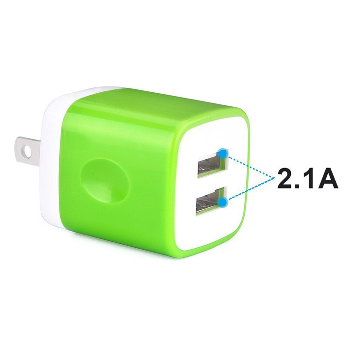 Wall Charger, [3-Pack] 5V/2.1AMP Colorful 2-Port USB Wall Charger Home Travel Plug Power Adapter Charging Block for iPhone 17 Pro Max/Plus/Air 16 16e