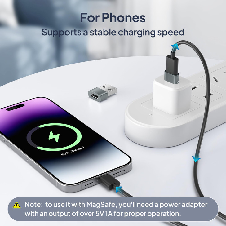 Basesailor USB to USB C Adapter 3Pack,Type C Female to A Male Car Charger USBC Car Converter for iPhone Air 17 16 16e 15 14 Pro Max,iWatch 11 10,iPad