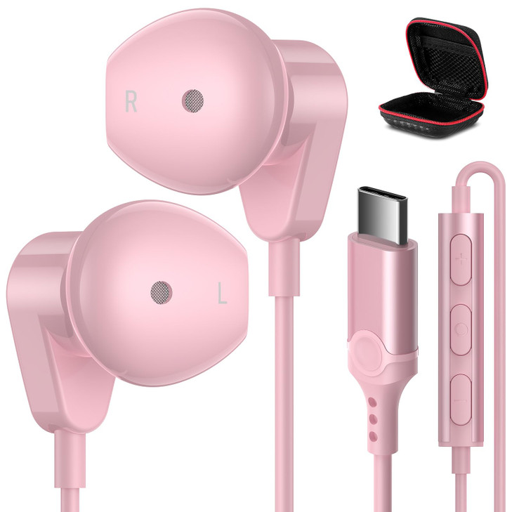 APETOO USB C Headphones for iPhone 15 Plus 16 17 Pro Max iPad Pro USB-C Wired Earbuds with Microphone Volume Control HiFi Stereo Type C Earphones for