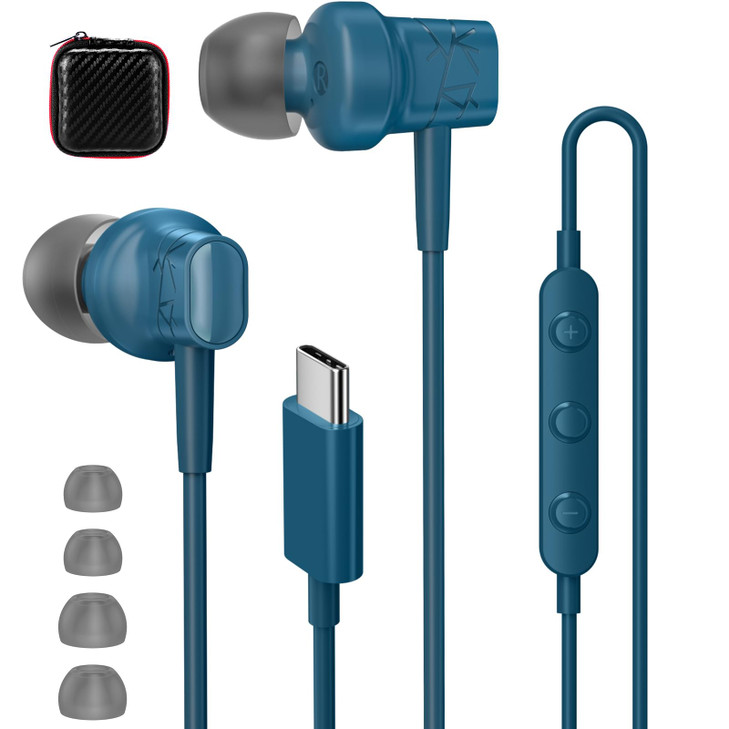 APETOO USB C Headphones Wired Earbuds for iPhone 17 Pro Max 16 15 Plus Plug-in Ear Buds in-Ear Type C Earphones with Microphone for Samsung Galaxy S2