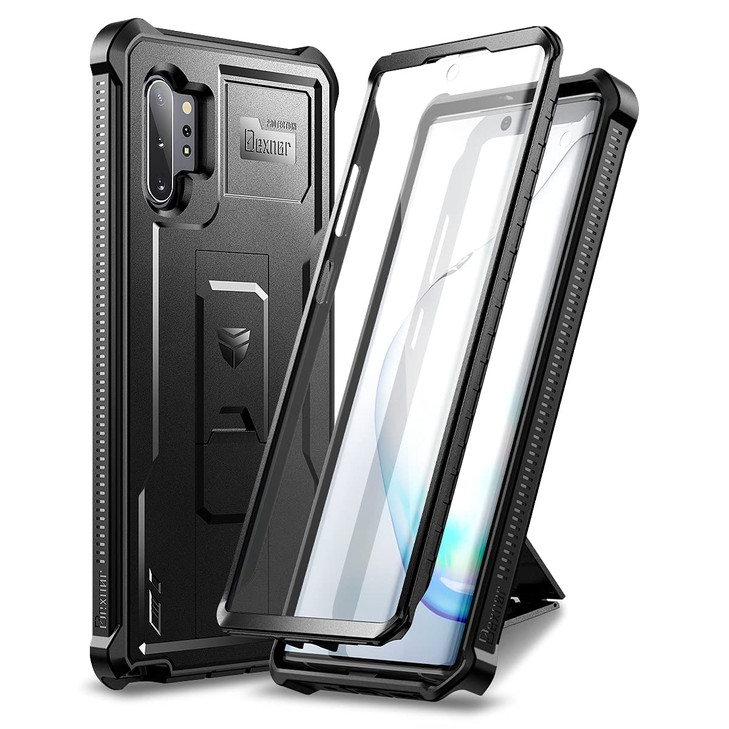 Dexnor for Samsung Galaxy Note 10+ Plus Case, [Built in Screen Protector and Kickstand] Heavy Duty Military Grade Protection Shockproof Protective Co
