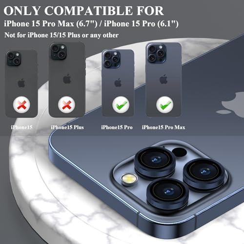 JOLOJO Premium Alloy Metal Camera Lens Protector Compatible for iPhone 16 Pro/Max/ 15 Pro/Max Camera Cover Case Screen Protector,Scratch-Resistant -