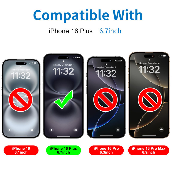 Mothca 2 Pack Matte Glass Screen Protector for iPhone 16 Plus [6.7 inch] + 2 Pack Camera Lens Protector, Anti-Glare & Anti-Fingerprint Case Friendly