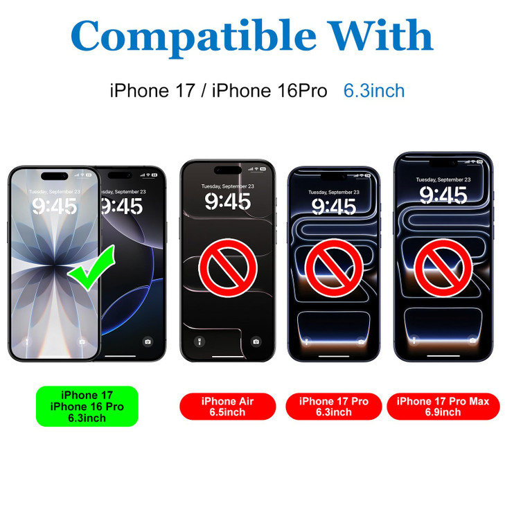 Mothca Matte Glass Screen Protector for iPhone 17 / iPhone 16 Pro (6.3 inch) Anti-Glare & Anti-Fingerprint Tempered Glass Film, [Easy Installation Fr