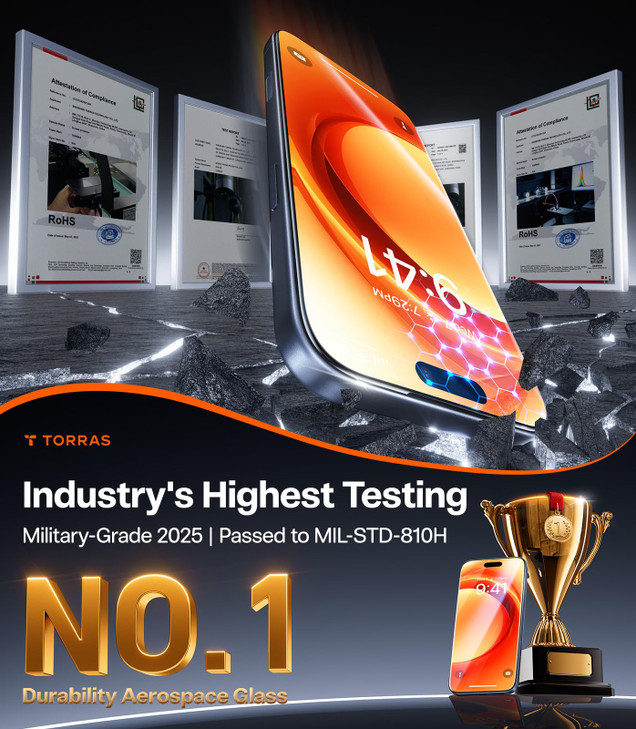 TORRAS Military-grade aerospace glass for iPhone 16 Screen Protector [9H?Unbreakable from 12-foot Drop,Longest Durable],GlassGo X Glass for iPhone 16