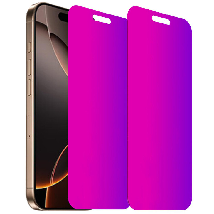 BWEDXEZ 2 Pack Anti-Blue Privacy Tempered Glass for iPhone 16 Pro/iPhone 17 Anti-Spy Screen Protector Film Electroplated Gradient Colorful 6.3 inch