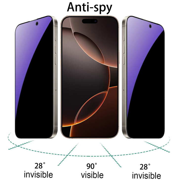 BWEDXEZ 2 Pack Anti-Blue Privacy Tempered Glass for iPhone 16 Pro/iPhone 17 Anti-Spy Screen Protector Anti-Peeping Film 6.3 inch Blue