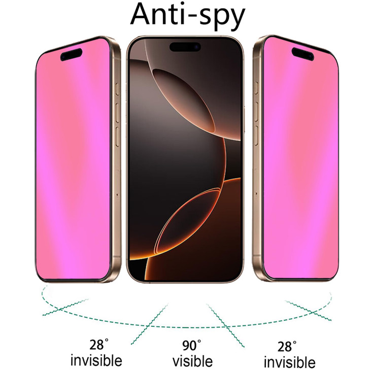 BWEDXEZ 2 Pack Anti-Blue Privacy Tempered Glass for iPhone 16 Pro/iPhone 17 Anti-Spy Screen Protector Film Electroplated Gradient Colorful 6.3 inch