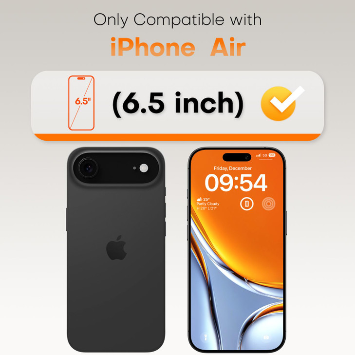 TOCOL for iPhone Air Screen Protector 6.5 inch 9H Hardness Military Grade Shatterproof HD Tempered Glass Full Coverage Easy Installation 2 Pack