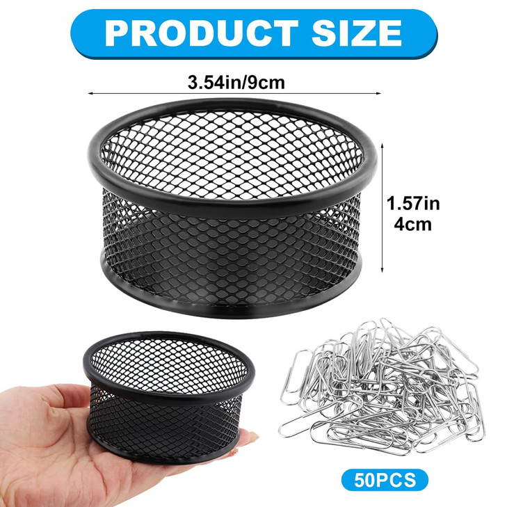 Kryslanix 2PCS Paper Clip Holder & 50PCS PaperClips,Magnetic Paper Clips Holder,Wire Mesh Paperclip Dish Holders,Paper Clips Dispenser Papers Clip Or