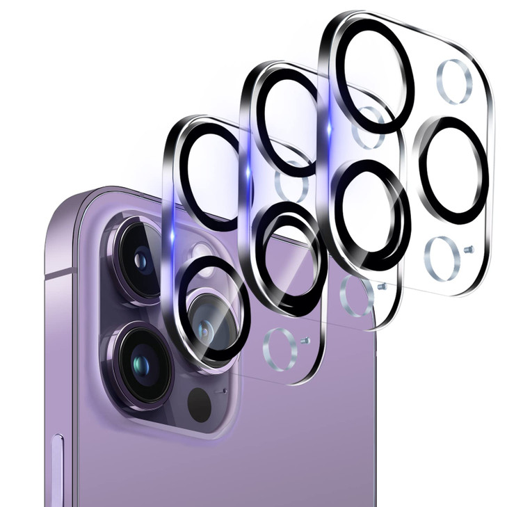 Dengduoduo 3 Pack Tempered Glass Camera Lens Protector for iPhone 14 Pro 6.1" & iPhone 14 Pro Max 6.7", Ultra HD, 9H Hardness, Anti-Scratch, Case Fri
