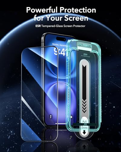 ESR 3 Pack for iPhone 16 /iPhone 15 Screen Protector, [9H Hardness] [Military Grade Shatterproof] Full Coverage Tempered Glass Film with Flawless Fit