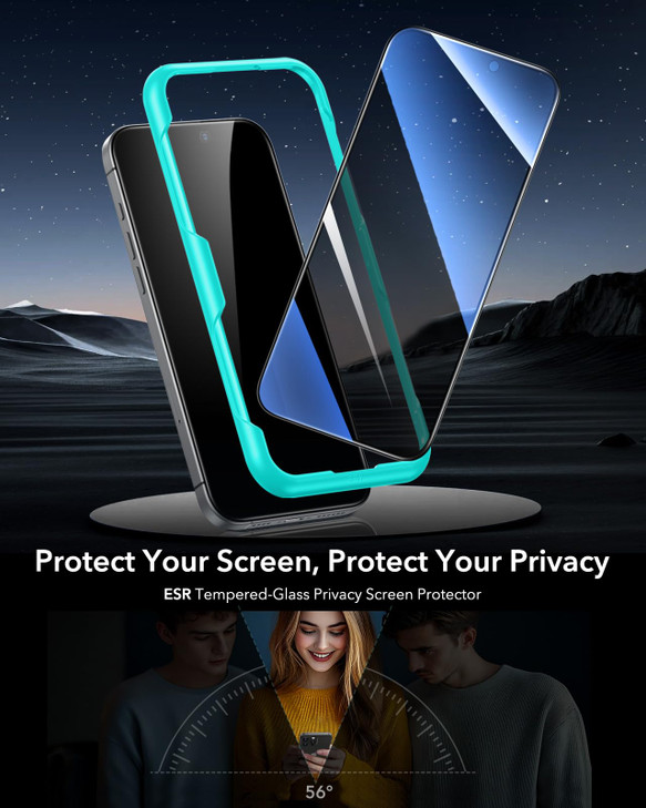 ESR 3 Pack for iPhone 16 Plus/iPhone 15 Plus Privacy Screen Protector, Anti-spy Tempered-Glass Privacy Screen Protector with Easy Installation Tool,