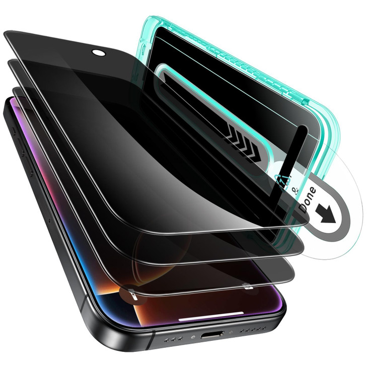 ESR 3 Pack for iPhone 16 Pro Max Privacy Screen Protector, Anti-spy Tempered-Glass Privacy Screen Protector with Flawless Fit Tray, Micro-curved Edge