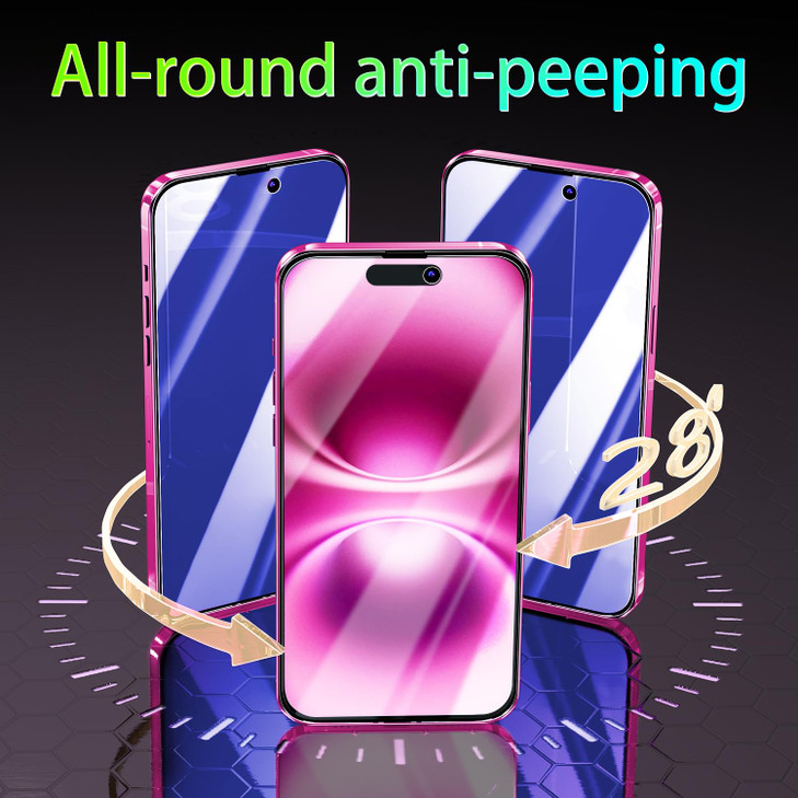 Pokolan [2-Pack Privacy Screen Protector Designed for iPhone 16 Plus Anti-Blue Light Tempered Glass, Eye Protection, Blue Anti-Spy, Colorful Gradient