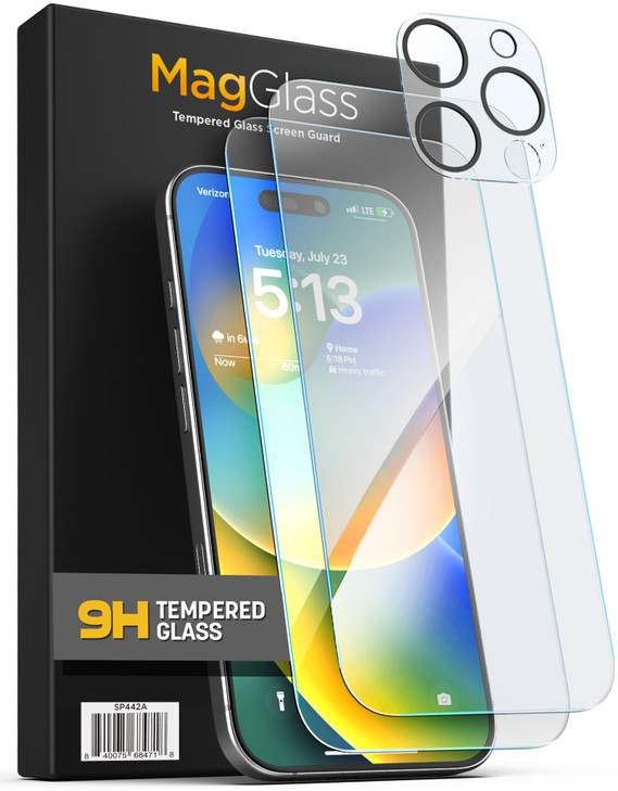 magglass Designed for iPhone 16 Pro Max Screen Protector (2-Pack) High-Clarity, Toughened Tempered Glass with Rear Camera Lens Guard, Easy-installati