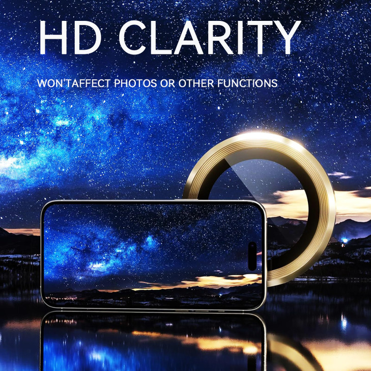 AFENGBOX 2 Pack Camera Lens Protector for iPhone 16 Pro/iPhone 16 Pro Max, 9H Tempered Glass, Scratch Resistant, Metal Ring, Case Friendly, Gold