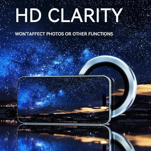 AFENGBOX 2 Pack Camera Lens Protector for iPhone 16/iPhone 16 Plus,9H Tempered Glass Scratch Resistant Metal Ring Camera Cover,Case Friendly Individu