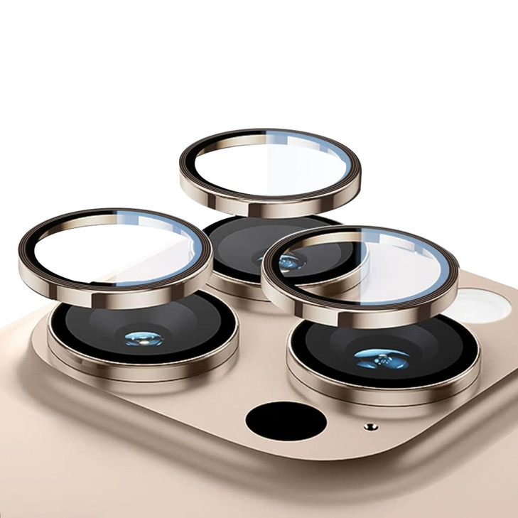Cmiuubrer 1 Pack Camera Lens Frame for iPhone 16 Pro/16 Pro Max, 9H Glass Screen Protector Anti-Scratch, Tempered Glass Metal Individual Camera Cover