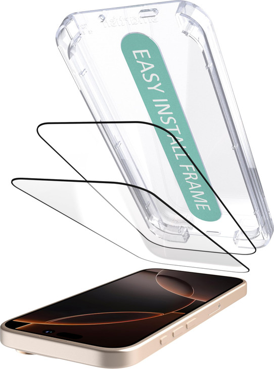 Smartish® iPhone 16 Pro Screen Protector - 2-Pack Tempered Glass Screen Protectors - Tuff Sheet - 9H Easy Install Frame [Scratch Resistant] Case-Frie