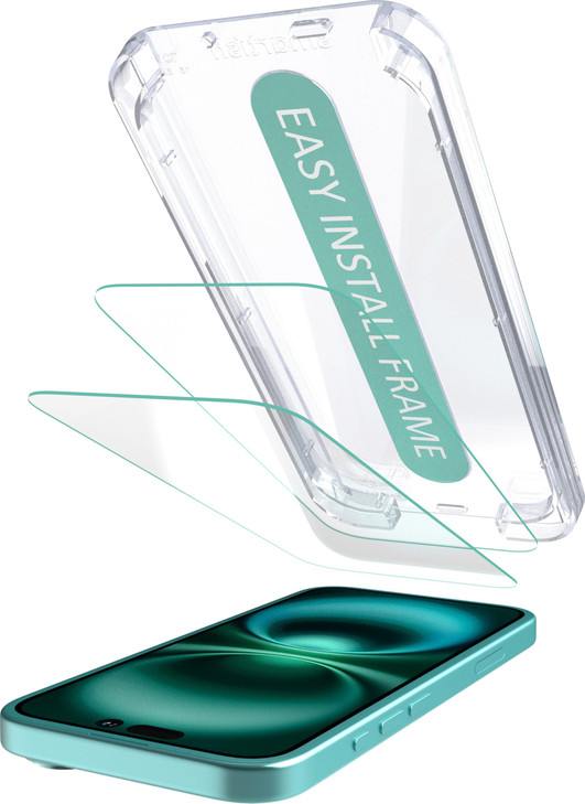 Smartish® iPhone 16 Screen Protector - 2-Pack Tempered Glass Screen Protectors - Tuff Sheet - 9H Easy Install Frame [Scratch Resistant] Case-Friendly