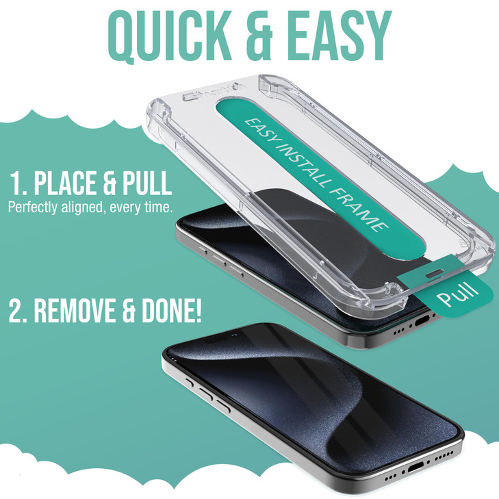 Smartish® iPhone 16 Screen Protector + Camera Lens Covers - Tuff Sheet - 2-Pack Tempered Glass 9H Easy Install Frame Case-Friendly - Dynamic Island f