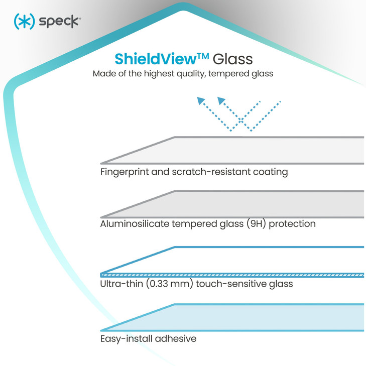 Speck ShieldView iPhone 16 Pro Screen Protector - Ultra-Thin 0.33mm Glass With 9H Coating - Easy Installation Kit Included