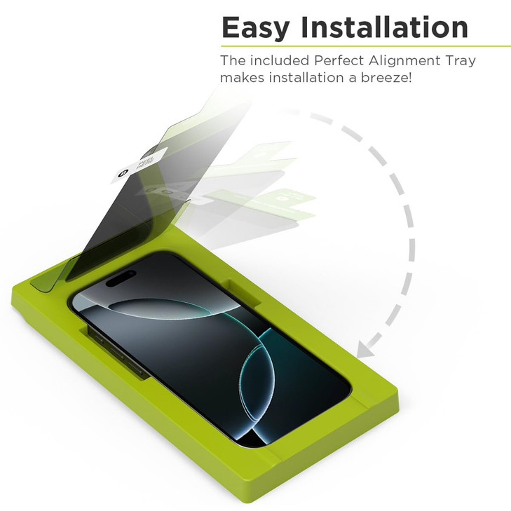 PureGear 2-Way Privacy Tempered Glass Screen Protector Compatible w/ Apple iPhone 16 Pro Max (2024) 6.9", Full Edge-to-Edge Coverage, Self Alignment