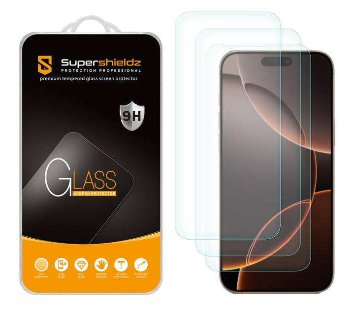 Supershieldz (3 Pack) Designed for iPhone 17 Pro Max/iPhone 16 Pro Max (6.9 inch) Tempered Glass Screen Protector, Anti Scratch, Bubble Free