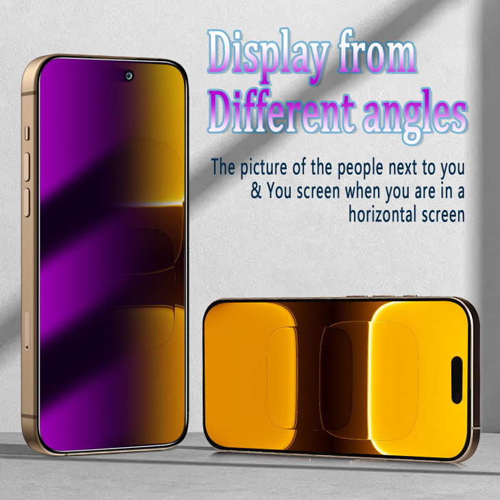 Slanku [2 Pack for iPhone 16 Pro Max Privacy Screen Protector, Anti-Spy Temered Glass, Anti-Blue Light, Eye Protection, Colorful Gradient Purple, Eas