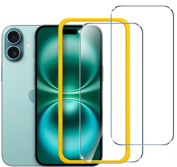 ivoler Tempered Glass for iPhone 16 Plus 6.7" Screen Protector with [Alignment Frame], Anti-Scratch, Case Friendly, Transparent HD Clear Film-2 Pack