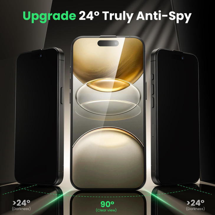 WSKEN for iPhone 16 Plus Privacy Screen Protector - [Auto Dust-Remove] 24 Degree Anti Spy Case Friendly Shatterproof Tempered Glass with Zero Bubble