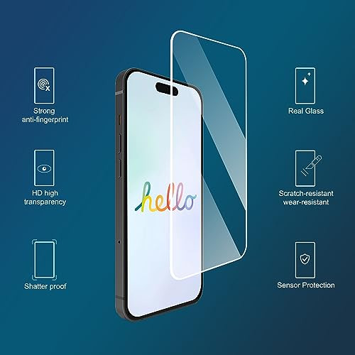 Ailun Screen Protector for iPhone 16 Plus/iPhone 15 Plus/iPhone 15 Pro Max [6.7 Inch] Display 3 Pack Tempered Glass, Dynamic Island Compatible, Case