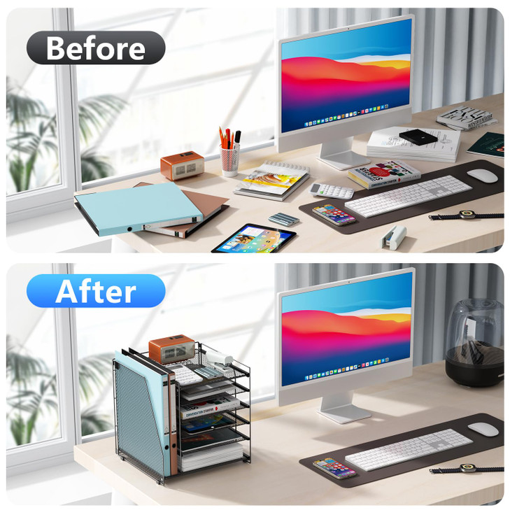 gianotter 6-Tier Paper Organizer With Magazine Holder, Desk Organizers and Accessories, Desk Accessories & Workspace Organizers, File Organizer for O