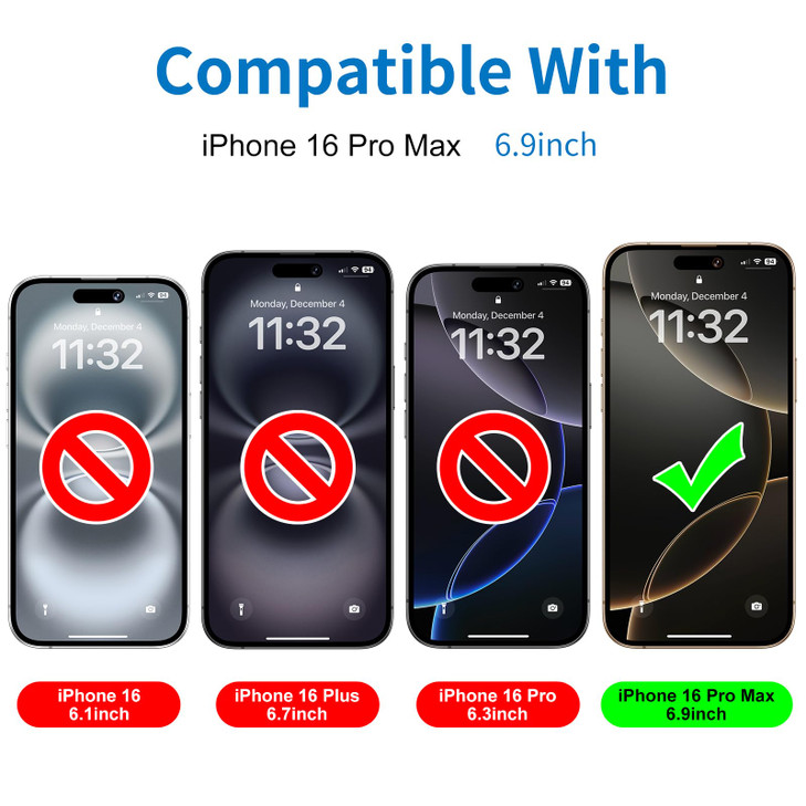 Mothca Matte Glass Full Coverage Screen Protector for iPhone 16 Pro Max 6.9-inch, Anti-Glare Anti-Fingerprint Black Edge Tempered Glass Film with Eas