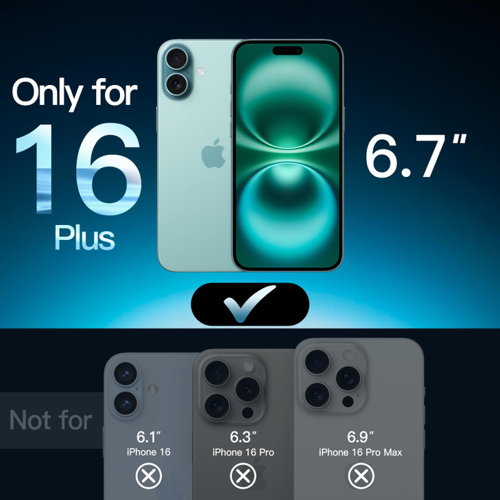 JETech Screen Protector for iPhone 16 Plus 6.7-Inch, Tempered Glass Film with Easy Installation Tool, Case-Friendly, HD Clear, 2-Pack