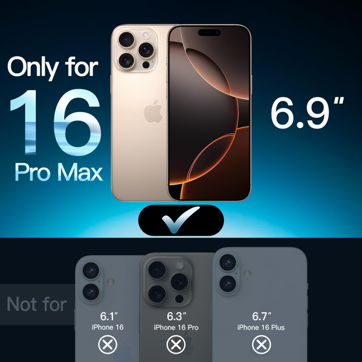 JETech Screen Protector for iPhone 16 Pro Max 6.9-Inch, 10-Second Super Easy Installation with One-Step Alignment Tray, Bubble-Free Tempered Glass Fi
