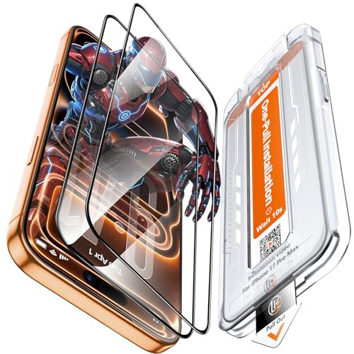 LK 2 Pack for iPhone 17 Pro Max Screen Protector Tempered Glass, Military Grade Shatterproof [Auto Dust-Elimination, 0 Dust & Bubbles] Anti-Scratch,