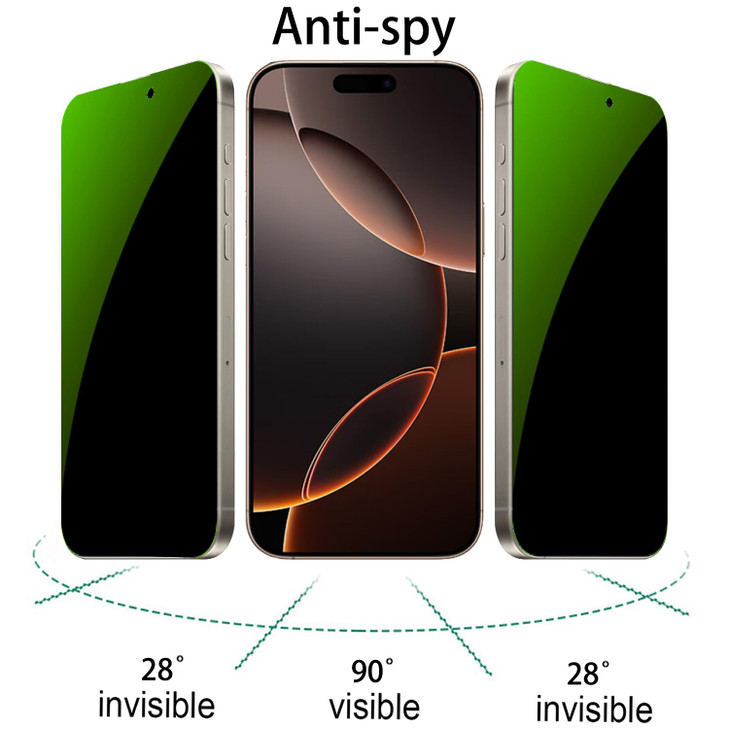 BWEDXEZ 3 PCS Anti-Blue Privacy Tempered Glass for iPhone 16 Pro Max Anti-Spy Screen Protector Anti-Peeping Film 6.9 inch Green