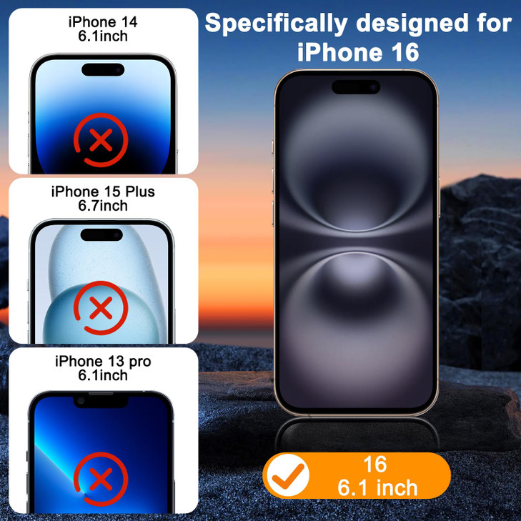 SIBEITU 3 Pack Screen Protector for iPhone 16 with 3 Pack Camera Lens Tempered Glass Protector, 6.1 Inch HD Clear Tempered Glass Film 9H Hardness Ful