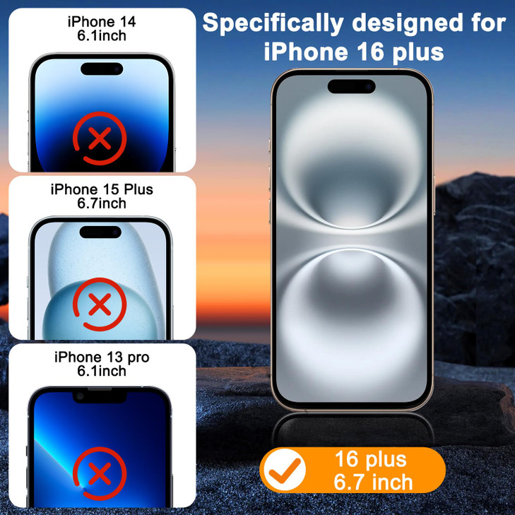 SIBEITU 3 Pack Screen Protector for iPhone 16 Plus with 3 Pack Camera Lens Tempered Glass Protector, 6.7 Inch HD Clear 9H Hardness Full Coverage, Scr