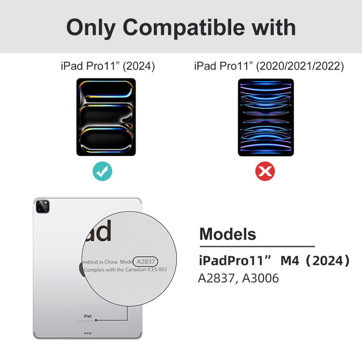 Mygroo for iPad Pro 11 inch case (M4/M5) 2025/2024,Case for iPad Pro 11 with Pencil Holder?Model No.A2837,A3006?, Slim Smart Cover with Clear Back Sh